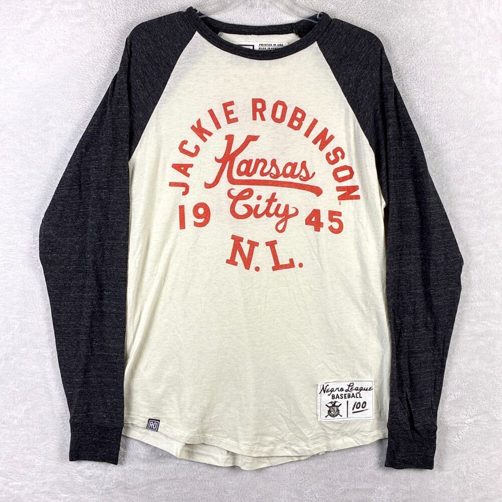Kansas City Jackie Robinson Raglan Long Sleeve Tee - Black/Off-White